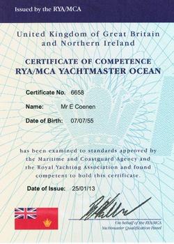 yachtmaster offshore certificate of competence